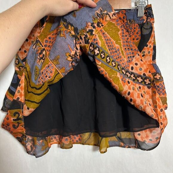 Anthropologie Of Two Minds Women Silk Layered Mini Skirt S Flirty Colorful Twee - Picture 5 of 7